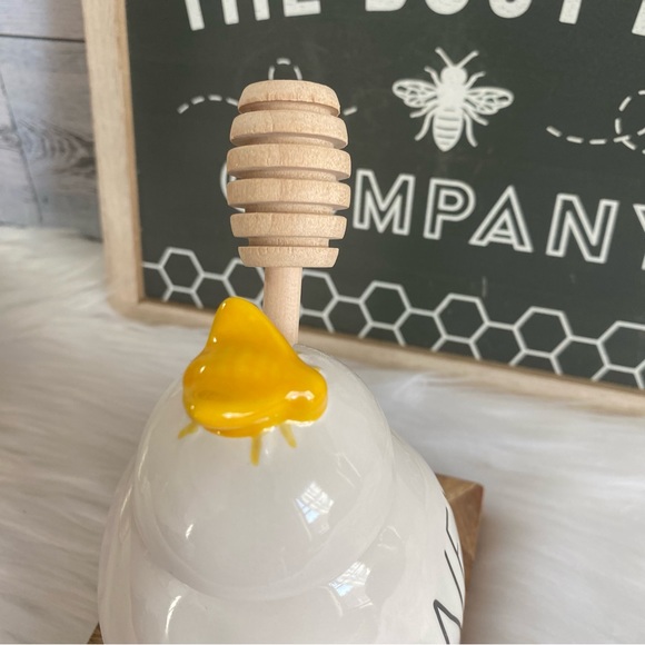 Rae Dunn HONEY Pot With Wooden Dipper! - Picture 5 of 8